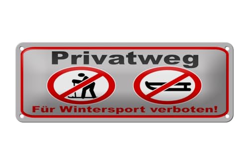 Ontrada Blechschild 27x10cm gewölbt Privatweg Wintersport verboten Deko Geschenk Schild von Ontrada
