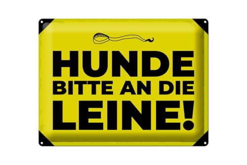 Ontrada Blechschild 30x40cm gewölbt Hunde bitte an die Leine Deko Geschenk Schild von Ontrada