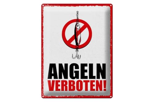 Ontrada Blechschild Hinweis 30x40 cm Angeln verboten Köder Deko Schild von Ontrada