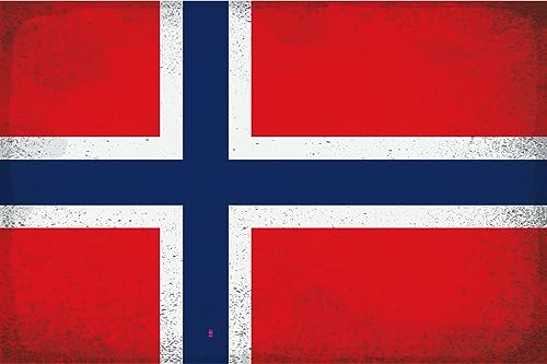 Ontrada Holzschild 12x18cm Norwegen Flag Norway Vintage Holz Schild von Ontrada