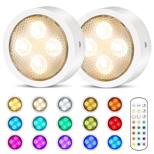 LED Schrankbeleuchtung Batterie LED Unterbauleuchte Küche Klebepads Kleber auf Licht ohne Kabel mit Tap Control und Fernbedienung (2er Pack Weiß) von Onumii
