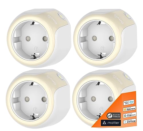 Onvis Onvis Smarte Steckdose Matter, Thread Smart Plug Funktioniert mit Alexa, Apple HomeKit, Google Home, SmartThings, App- und Sprachsteuerung, Timer, Reaktion Blitzschnell, 16A (4 Stück) von Onvis