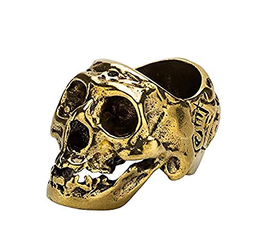 Bronzefarbener Totenkopf-Zigarrenhalter Tragbarer Aschenbecher Zigarrenhalter Zigarrenring, gold, 18 * 9.5 * 3cm/7.08 * 3.74 * 1.18in von Onward