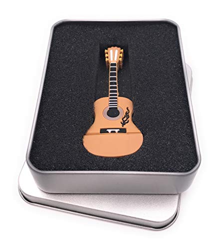 Onwomania Akustik Gitarre Beige Holz Farben USB Stick in Alu Geschenkbox 128 GB USB 3.0 von Onwomania