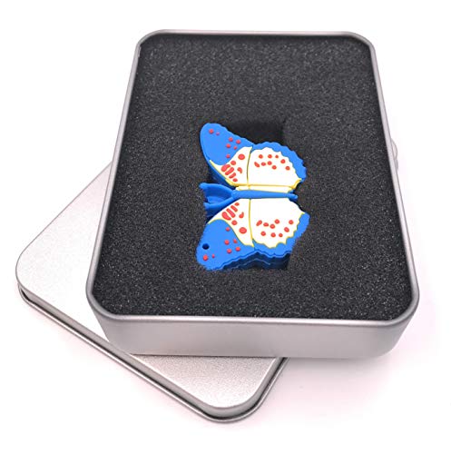Onwomania Blauer Schmetterling Niedliches Tier USB Stick in Alu Geschenkbox 8 GB USB 2.0 von Onwomania