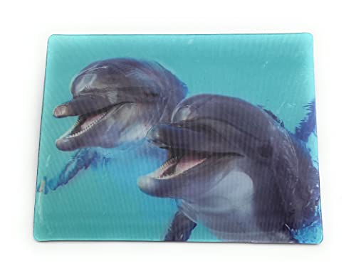 Onwomania Delfine Fische Delphine 9x7cm 3D Magnet Karte Kühlschrankmagnet Magnetbild Heftmagnet Grau von Onwomania