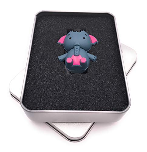 Onwomania Elefant Zoo Tier in Blau USB Stick in Alu Geschenkbox 8 GB USB 2.0 von Onwomania