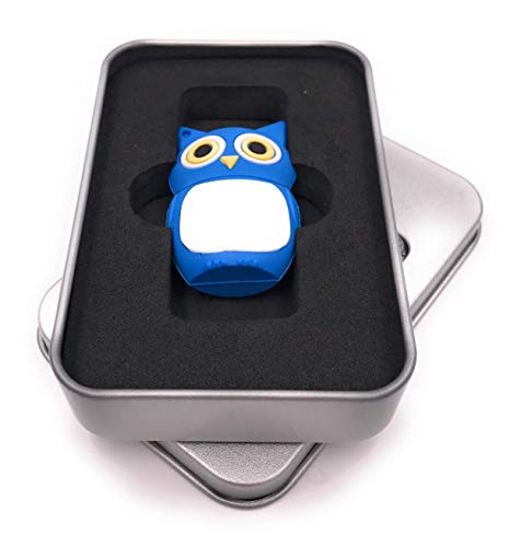 Onwomania Eule Vogel in Blau USB Stick in Alu Geschenkbox 128 GB USB 3.0 von Onwomania
