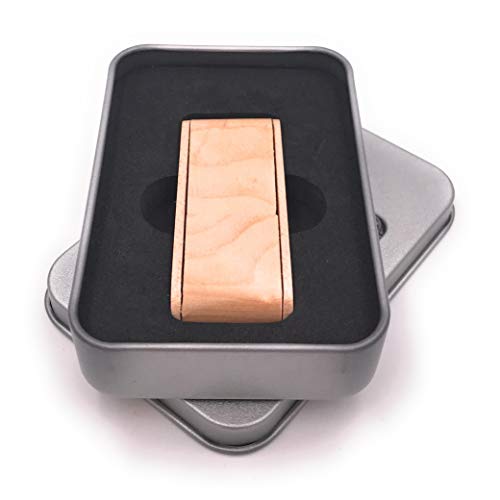 Onwomania Holzbox Klappbar aus echtem Holz Geschenk USB Stick in Alu Geschenkbox 16 GB USB 2.0 von Onwomania