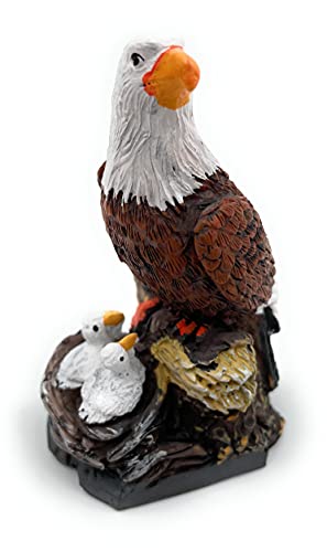 Onwomania Polyresin Figur Adler mit Baby Weißkopfseeadler Tier Dekofigur aus Polyresin Braun 8,5 cm von Onwomania
