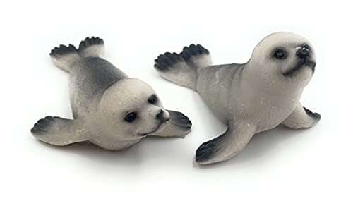 Onwomania Polyresin Figur Seehund zweifach Raubtier Robbe Hundsrobbe Tier Dekofigur aus Polyresin Grau 7,5 cm von Onwomania