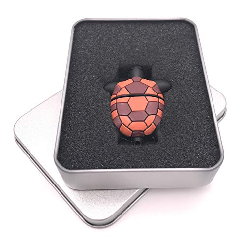Onwomania Schildkröte Tortoise braun flach USB Stick in Alu Geschenkbox 128 GB USB 3.0 von Onwomania