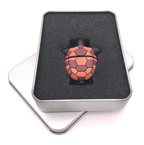 Onwomania Schildkröte Tortoise braun flach USB Stick in Alu Geschenkbox 64 GB USB 3.0 von Onwomania