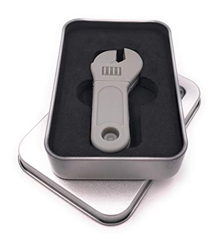 Onwomania Schraubenschlüssel Werkzeug Handwerk in Grau USB Stick in Alu Geschenkbox 16 GB USB 2.0 von Onwomania