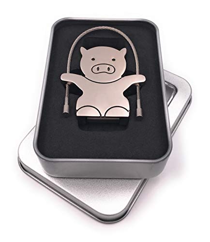 Onwomania Schwein Springseil Glücksbringer Schlüsselring Silber USB Stick in Alu Geschenkbox 64 GB USB 3.0 von Onwomania