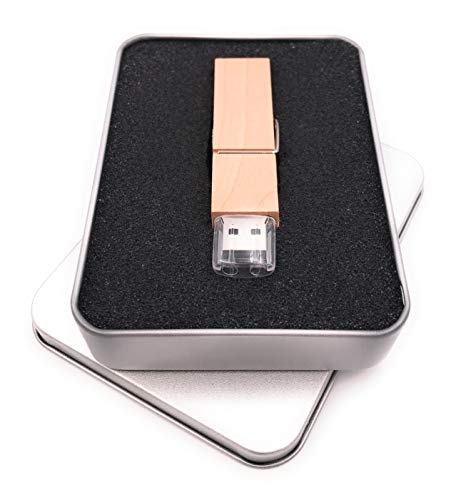 Onwomania Wäscheklammer echt Holz Klammer Glupperl USB Stick in Alu Geschenkbox 128 GB USB 3.0 von Onwomania