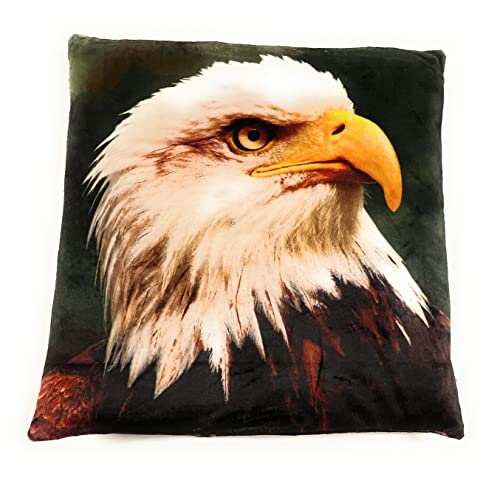 Onwomania Weißkopfseeadler Adler Vogel Plüsch Kissen für Sofa oder Bett als Deko, Dekoration oder Kuschelkissen 35x35 cm von Onwomania