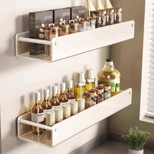 Onxyrbyte KüChenregal Wand Ohne Bohren,HäNgend GewüRz Organizer,Wand GewüRzregal HäNgend,Magnet Regal KüHlschrank, Robust Und Langlebig,FüR WäNden Oder SchranktüRen von Onxyrbyte