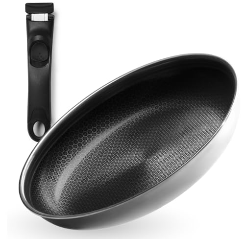 ONYX Cookware Bratpfanne 24 cm Mit Abnehmbarem Griff | Platzsparende Beschichtete Pfanne Induktion | Für Alle Herdarten | Kratzfest & Spülmaschinengeeignet | PFAS-frei & Ofenfest Bis 260°C von Onyx Cookware