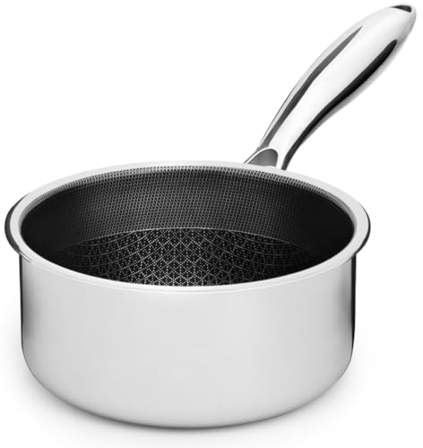 ONYX Stielkasserolle 14 cm (0,9 l) | Beschichteter Kochtopf Induktion | Sossentopf Für Alle Herdarten | Kratzfeste Antihaft-Oberfläche | Edelstahl/Aluminium | PFAS-frei & Ofenfest Bis 260°C von Onyx Cookware