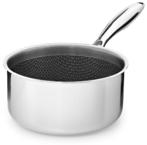 ONYX Stielkasserolle 18 cm | Beschichteter Kochtopf Induktion 2?L | Sossentopf Für Alle Herdarten | Kratzfeste Antihaft-Oberfläche | 3-Schicht Edelstahl/Aluminium | PFAS-frei & Ofenfest Bis 260°C von Onyx Cookware