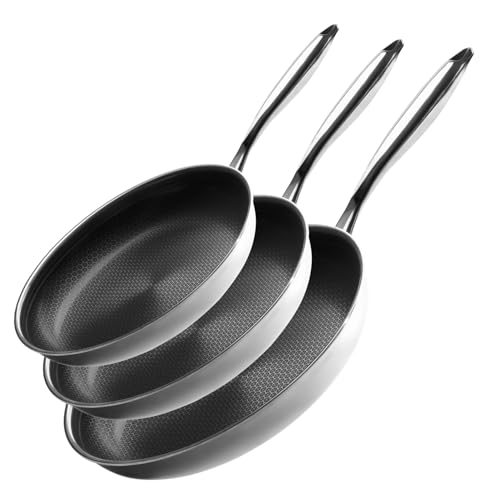 Onyx Cookware Pfannenset 24+26+28 cm | Beschichtete Pfannen Induktion | Bratpfanne für alle Herdarten | Kratzfeste Antihaft-Oberfläche | 3-Schicht Edelstahl/Aluminium | Ofenfest bis 260°C | PFAS-frei Onyx Cookware Pfannenset 24+26+28 cm | Beschichtete Pfannen Induktion | Bratpfanne für alle Herdarten | Kratzfeste Antihaft-Oberfläche | 3-Schicht Edelstahl/Aluminium | Ofenfest bis 260°C | PFAS-frei von Onyx Cookware