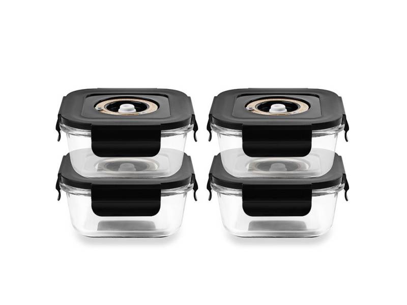 Onyx Cookware Quadratischer Vacuum-glasbehälter – 525ml – Set – 4tlg von Onyx Cookware