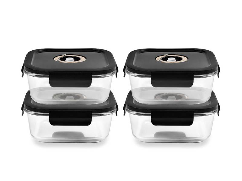 Onyx Cookware Quadratischer Vacuum-glasbehälter – 800ml – Set – 4tlg von Onyx Cookware