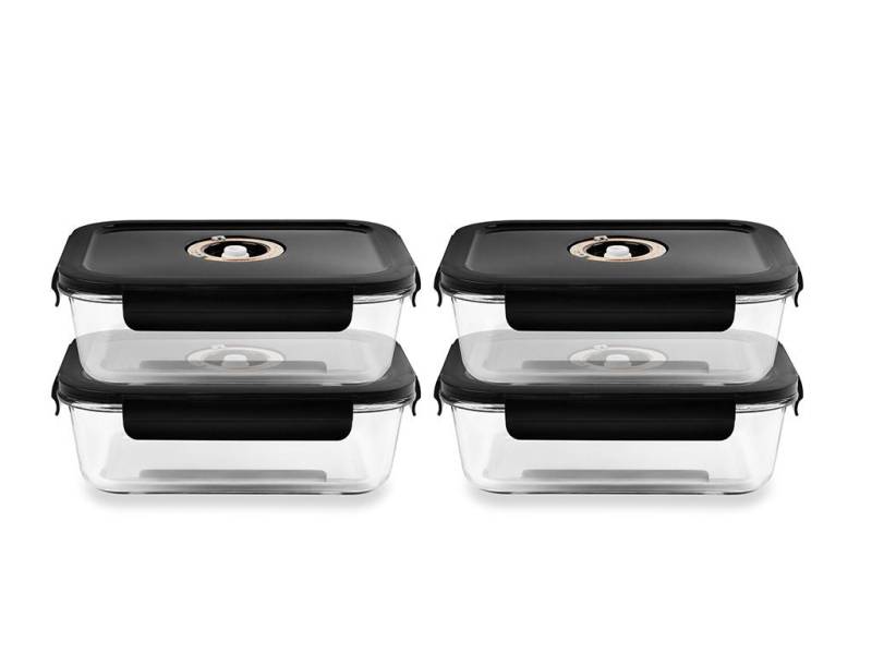 Onyx Cookware Rechteckiger Vacuum-glasbehälter – 1040ml – Set – 4tlg von Onyx Cookware