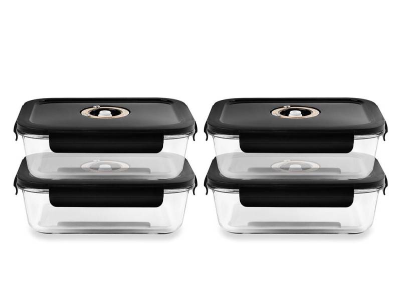Onyx Cookware Rechteckiger Vacuum-glasbehälter – 1480ml – Set – 4tlg von Onyx Cookware