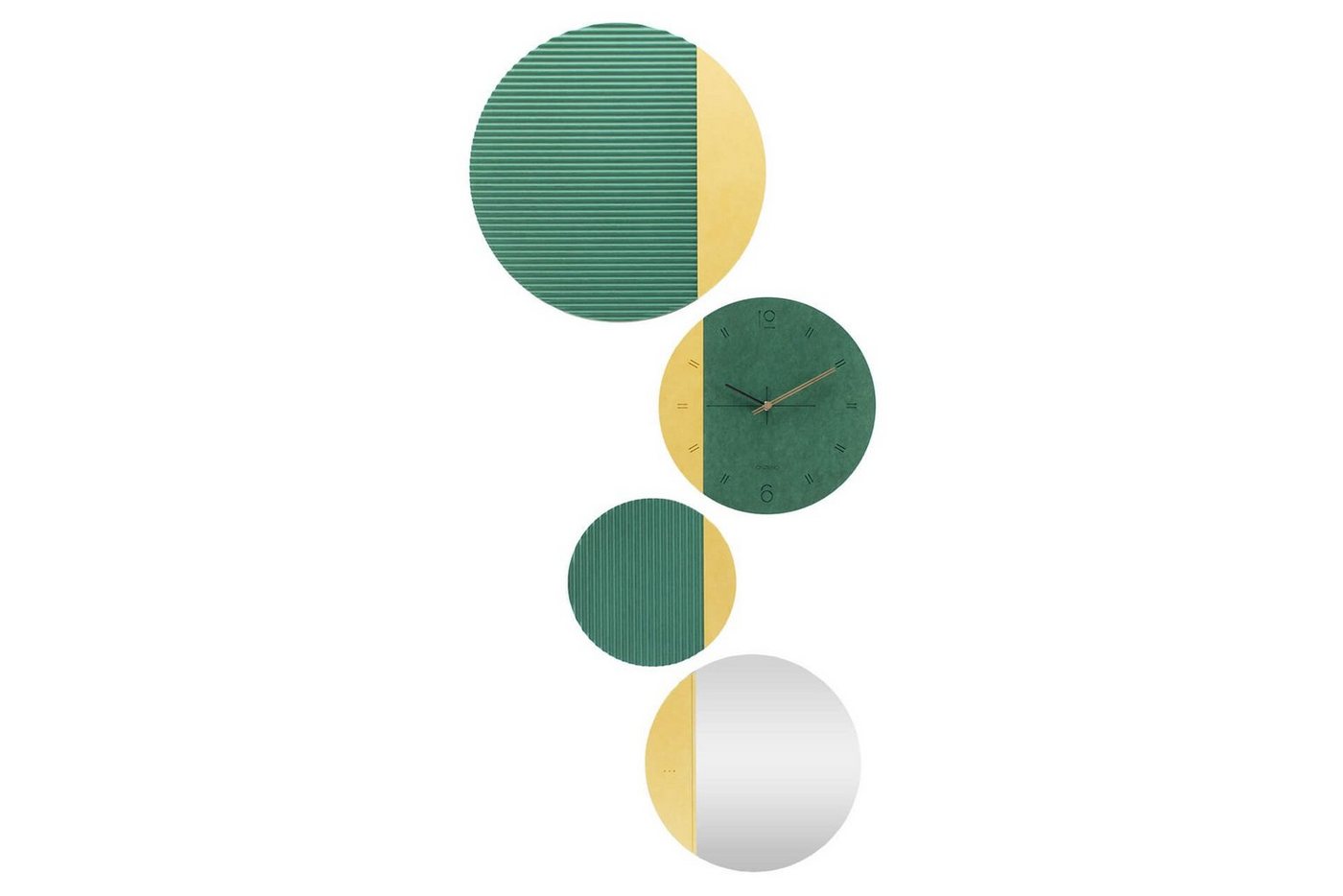 ONZENO Wanduhr THE GREEN SYMBIOSIS. 54.7x133.9x0.9 cm (handgefertigte Design-Uhr) von Onzeno