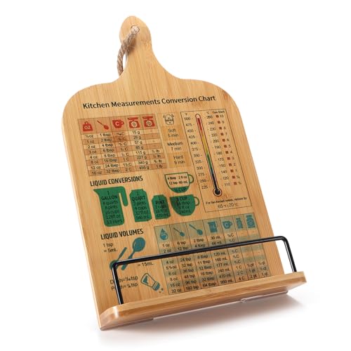 Kochbuchhalter Holz, Buchständer Küche, Buchhalter Wand, iPad Tablet Ständer, Einstellbares Schneidebrett Style, Vintage Deko - Braun von Opaceluuk