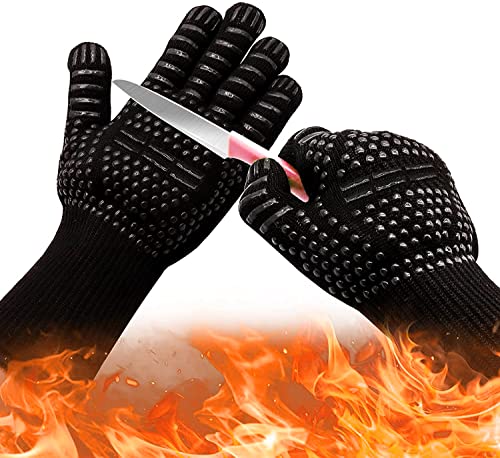 Opaceluuk Hitzebeständige Backhandschuhe bis 500 Grad, Extra Lange Ofenhandschuhe, Ofenhandschuhe, Raucher, Grillen, Grillen. von Opaceluuk