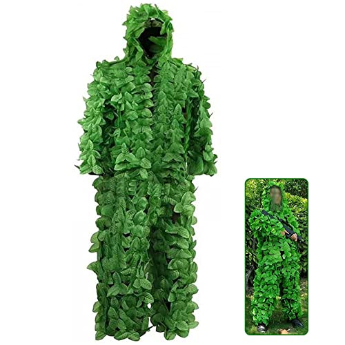 Opaeroo Camouflage Jagd Geely Anzüge Woodland 3D Leaf Ghillie Anzug Camo Outfit Sniper Kostüm für Männer, Jäger, Sniper Airsoft und Paintball oder Halloween von Opaeroo
