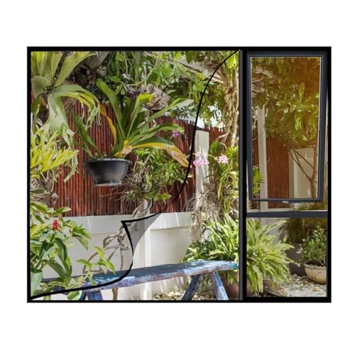 Magnet Fliegengitter Fenster, 80x130 cm Insektenschutz ohne Bohren für BalkonFenster Wohnzimmer SchiebeFenster TerrassenFenster- Schwarz von OpalLai