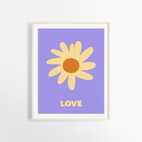 Liebe Abstrakter Kunstdruck | Abstrakte Kunst Pop Farbe Lila Blumen Wohndeko Poster Moderne Hippie Style Blume von OpaleDesignArt