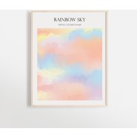 Pastel Rainbow Sky Art Print Poster | Wall Pastellfarbene Farbverläufe Malkunst Moderne Kunst Startseite Deco Abstrakte Bunte von OpaleDesignArt