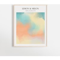 Pastel Zitrone & Melone Kunstdruck Poster | Mauer Pastellfarbene Farbverläufe Malkunst Moderne Kunst Startseite Deco Abstrakte Bunte von OpaleDesignArt