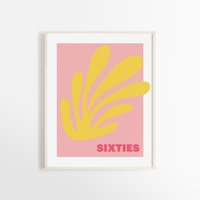 Sechziger Jahre Abstrakter Kunstdruck | Abstrakte Kunst Pop-Farben Inspiriert Von Matisse Artwork Pink & Yellow Art Startseite Deko Poster Moderne von OpaleDesignArt