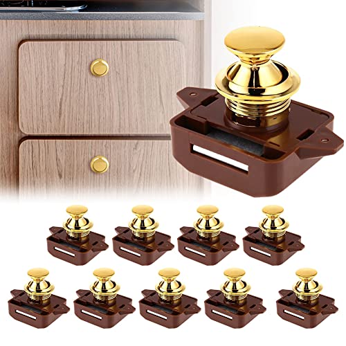 Opaltool 10 Stück Push Button Catch Door Lock Türknauf Verriegelung Druckknopfverriegelung passend für 15-18 mm Dicke Wohnmobil Boot Van RV Yacht Schranktür Schrank von Opaltool