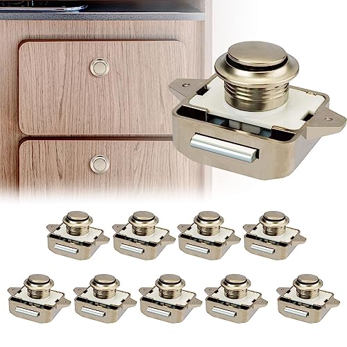 Opaltool 10 Stück Push Button Catch Door Lock Türknauf Verriegelung Druckknopfverriegelung passend für 15-18 mm Dicke Wohnmobil Boot Van RV Yacht Schranktür Schrank von Opaltool