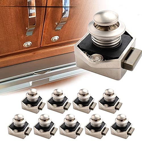 10 Stück Push Button Catch Door Lock Verriegelung Türschloss 15-20mm Keyless Metall Push Button Lock Taste Catch Lock für Caravan Van Yacht Wohnmobil Türschrank von Opaltool