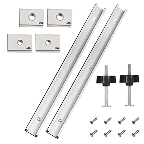 Opaltool 2 Stück 400mm T Track Schiene T-Slot Track Gehrungsschiene Set Aluminiumlegierung mit Selbstklebenden Schrauben, M8 T-Schiene Gleitmuttern und M6 T-Schiene Gleitmuttern von Opaltool