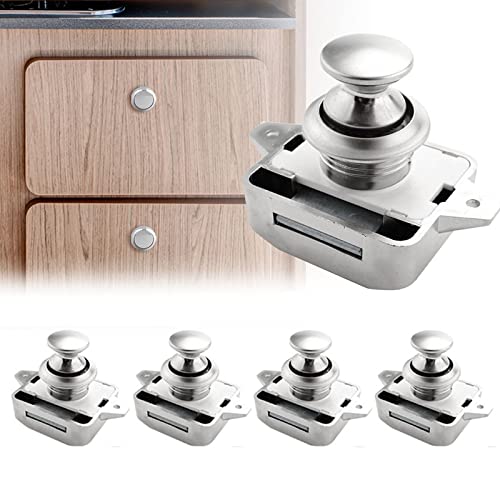 5 Stück Push Button Catch Door Lock Verriegelung Türschloss 15-20mm Keyless Metall Push Button Lock Taste Catch Lock für Caravan Van Yacht Wohnmobil Türschrank von Opaltool