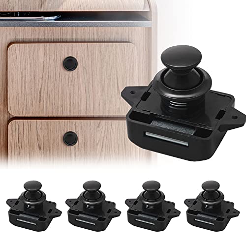 Opaltool 5 Stück Push Button Catch Door Lock Verriegelung Türschloss 15-20mm Keyless Metall Push Button Lock Taste Catch Lock für Caravan Van Yacht Wohnmobil Türschrank, 5pc Schwarz von Opaltool