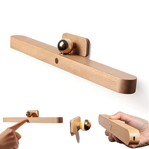 Opaltool LED Spiegelleuchte Holz, 30cm 4000K Touch-Steuerung Badezimmer Lampe Batteriebetrieben, Einstellbare 360° Drehbare Magnetische Lichtleiste für Schrank Nachttisch Spiegel Flur Treppe von Opaltool