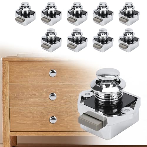 Opaltool Push Lock Button Catch, 18-22mm Schlüsselloses Türschloss mit Schraube, Schranktürverriegelung für RV Camping Wohnwagen Wohnmobil Van Boot Schranktür von Opaltool