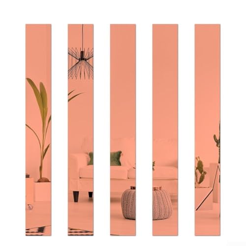 10 x Acryl-Spiegel-Wandaufkleber, langes Streifen-Design zur Verbesserung der Ästhetik des Hauses in Schlafzimmer und Wohnzimmer (Roségold) von Opatiny