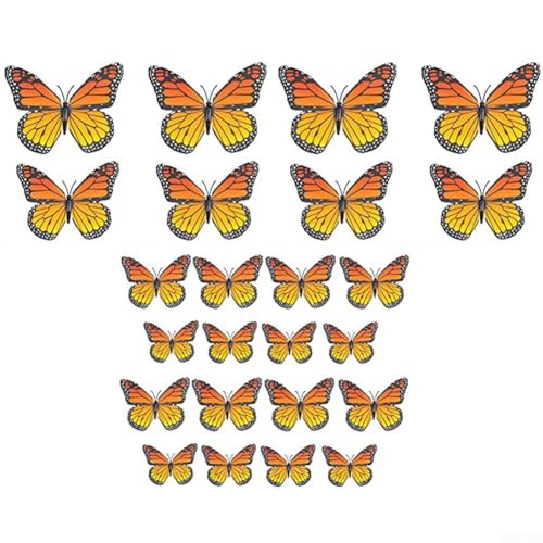24 Stück für Monarch-Schmetterling-Dekorationen für den Einsatz in Heimdekoration, Handwerk, Partys und Raum-Styling, Kunststoffkonstruktion mit biegbaren Flügeln und Klebeband 24 Stück für Monarch-Schmetterling-Dekorationen für den Einsatz in Heimdekoration, Handwerk, Partys und Raum-Styling, Kunststoffkonstruktion mit biegbaren Flügeln und Klebeband von Opatiny