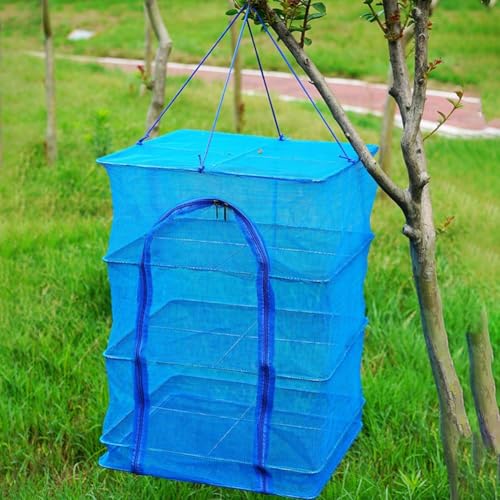 3 Schichten faltbares Trockennetz für Fisch und Gemüse, starkes Nylon-Design für Langlebigkeit (40 x 40 x 65 cm) von Opatiny